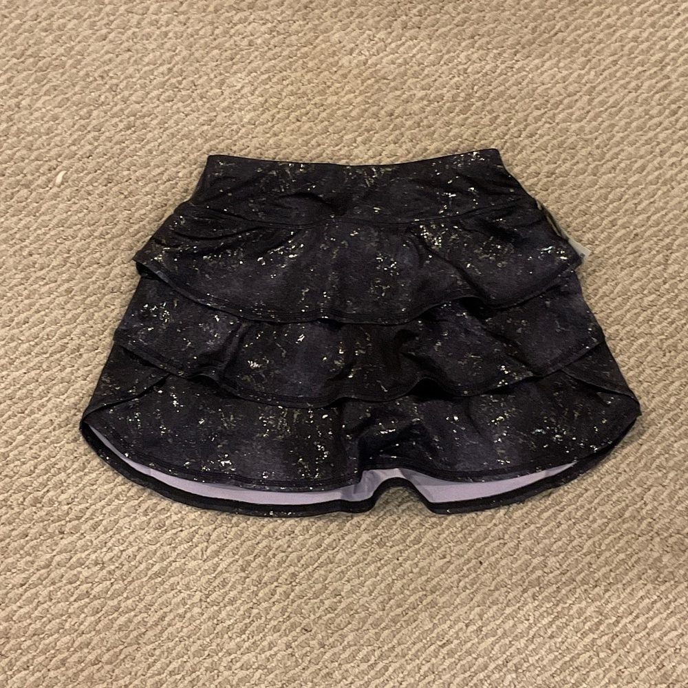 Ideology Black and Gold Ruffled Skort